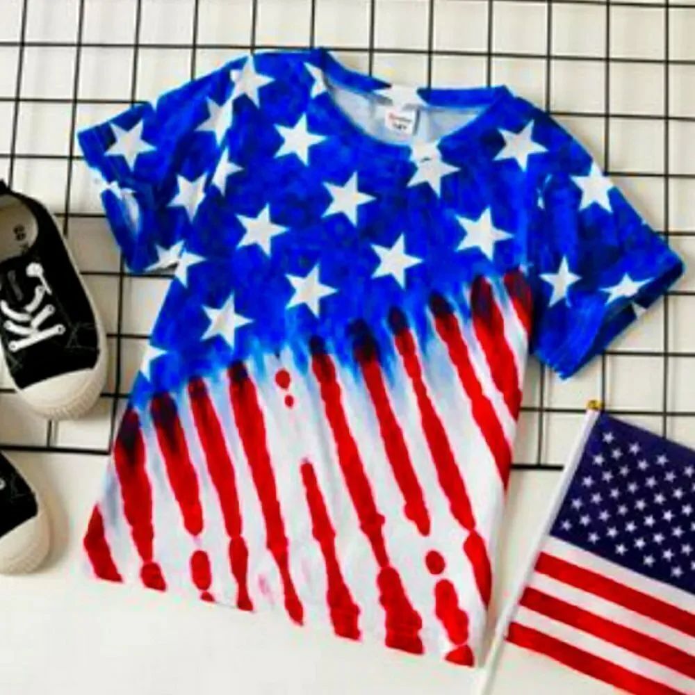 NWT Patriotic Unisex Red White Blue T-Shirt Sz 7/8